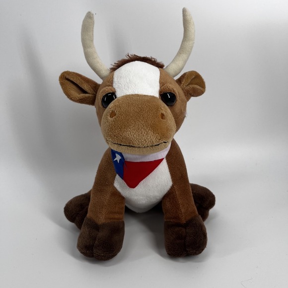 Texas Products Other - Texas Longhorn Bull Plush Stuffed Animal Wearing Neckerchief 10" Weighted‎ Feet
